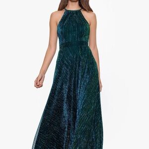 Betsy & Adam Metallic Mila Jade Evening Gown